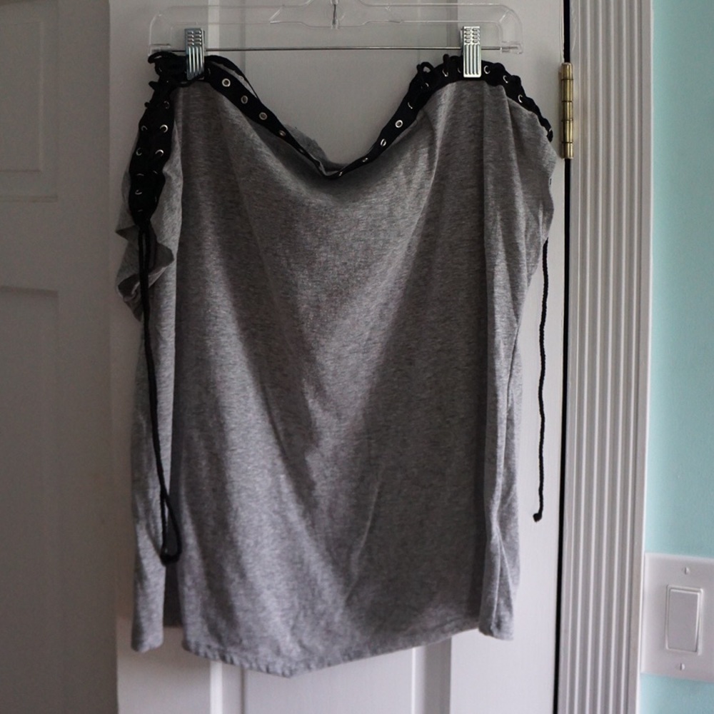 Off the Shoulder Drawstring Shirt